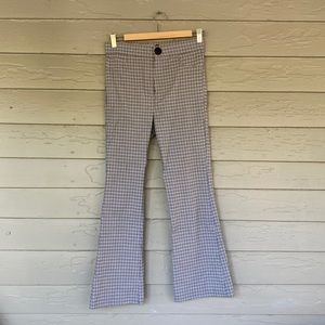 Zara cropped kick flare plaid pants